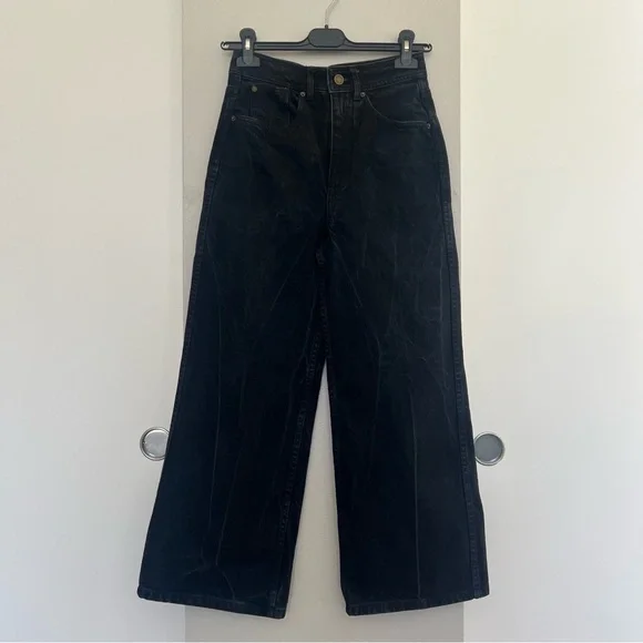 Sézane Le Crop Jeans – High Waisted Wide Leg – Black – Size EU 34 (US 2/XS) - Picture 2 of 13